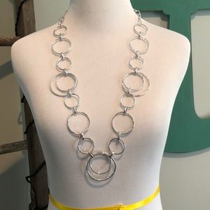 Silver loop necklace and earring set